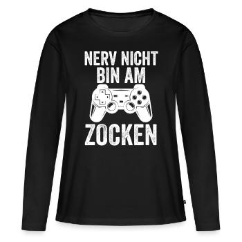 Zocker Zocken Gamer - Frauen Premium Bio Langarmshirt - Schwarz - Vorne - Julia (174cm)