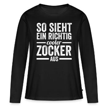 Zocker Zocken Gamer - Frauen Premium Bio Langarmshirt - Schwarz - Vorne - Julia (174cm)