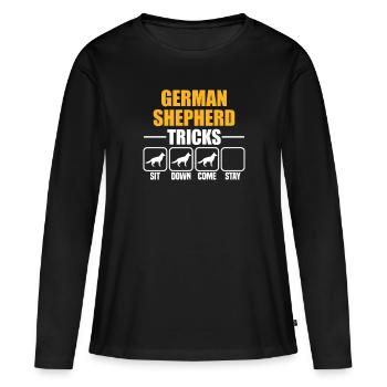 Astuces de berger allemand - T-shirt manches longues Premium bio Femme - noir - Devant - Julia (174cm)