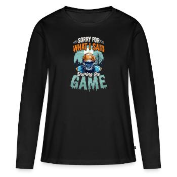Fußball Halloween Tut mir leid, was ich während des Spiels gesagt habe - Frauen Premium Bio Langarmshirt - Schwarz - Vorne - Julia (174cm)