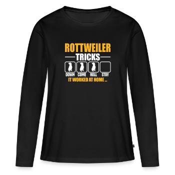 Astuces du Rottweiler - T-shirt manches longues Premium bio Femme - noir - Devant - Julia (174cm)