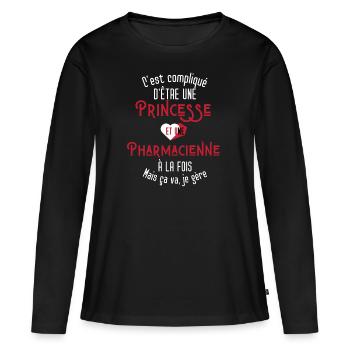 C'est compliqué d'être Une Princesse Psychologue - T-shirt manches longues Premium bio Femme - noir - Devant - Julia (174cm)