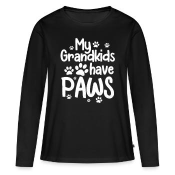 Meine Enkelkinder haben Pfoten Lustiger Hund Katze Oma - Frauen Premium Bio Langarmshirt - Schwarz - Vorne - Julia (174cm)