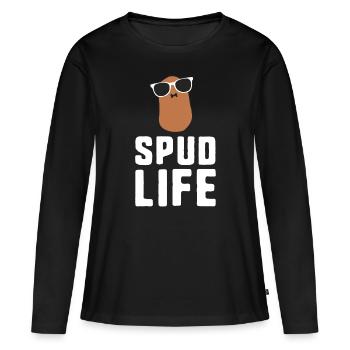 Spud Life Funny Potato Gift Food Humor Vegetable - Women's Premium Organic Long Sleeve Shirt - black - Front - Julia (174cm)