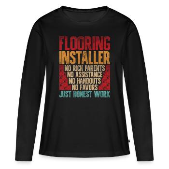 Floor layers, tilers, screed layers - Women's Premium Organic Long Sleeve Shirt - black - Front - Julia (174cm)