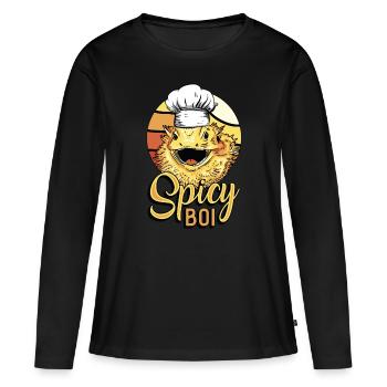 Bearded Dragon Spicy Boi Herpetologist Dragon Head - Frauen Premium Bio Langarmshirt - Schwarz - Vorne - Julia (174cm)