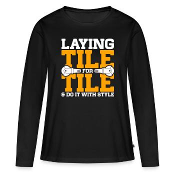 Floor layers, tilers, screed layers - Women's Premium Organic Long Sleeve Shirt - black - Front - Julia (174cm)