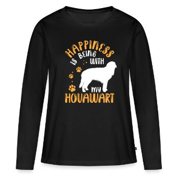 Hovawart macht glücklich Derber Bauernhund - Frauen Premium Bio Langarmshirt - Schwarz - Vorne - Julia (174cm)