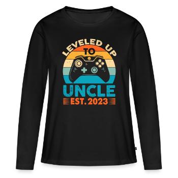 Leveled Up To Uncle 2023, drôle de nouveau grand-oncle - T-shirt manches longues Premium bio Femme - noir - Devant - Julia (174cm)