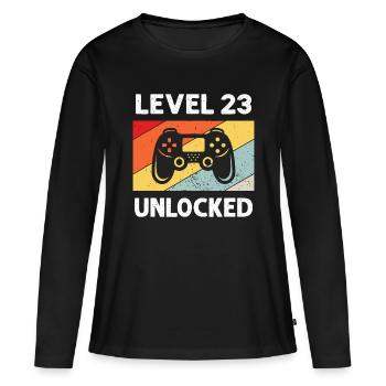 23e anniversaire, 23 ans - T-shirt manches longues Premium bio Femme - noir - Devant - Julia (174cm)