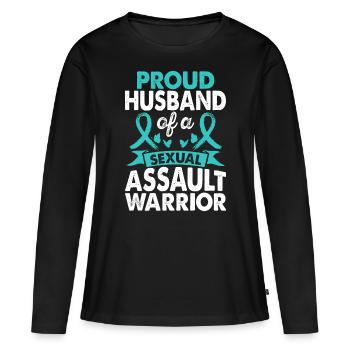 Mari d’une guerrière de l’agression sexuelle Sensibilisation Sarcelle - T-shirt manches longues Premium bio Femme - noir - Devant - Julia (174cm)