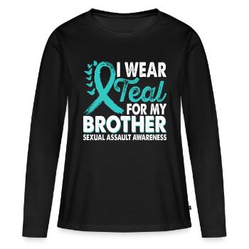 Portez des sarcelles pour l’agression sexuelle du frère - T-shirt manches longues Premium bio Femme - noir - Devant - Julia (174cm)