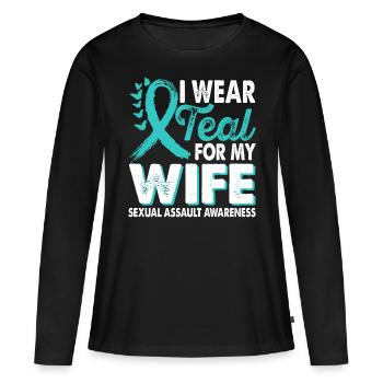 Portez du sarcelle pour le Mois de la conscience - T-shirt manches longues Premium bio Femme - noir - Devant - Julia (174cm)