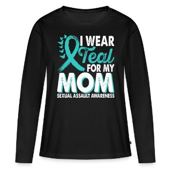 Portez du sarcelle pour le Mois de la conscience - T-shirt manches longues Premium bio Femme - noir - Devant - Julia (174cm)