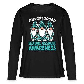 Mois de la sensibilisation sexuelle de l’Escouade de soutien - T-shirt manches longues Premium bio Femme - noir - Devant - Julia (174cm)