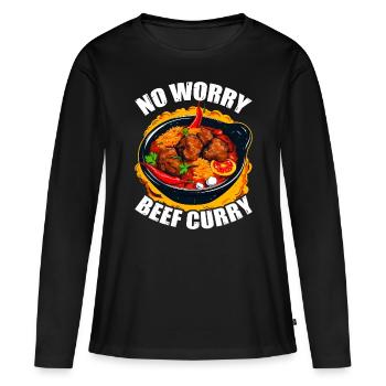 Pas de souci Curry de bœuf 5 - T-shirt manches longues Premium bio Femme - noir - Devant - Julia (174cm)