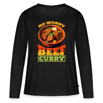 Pas de souci Curry de bœuf 4 - T-shirt manches longues Premium bio Femme - noir - Devant - Julia (174cm)