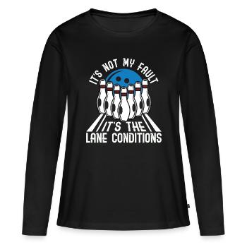 Alley Bowling Ce n’est pas de ma faute, c’est The Ninequils - T-shirt manches longues Premium bio Femme - noir - Devant - Julia (174cm)