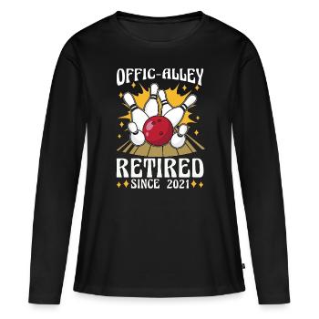 Alley Bowling Offic-Alley Centre de bowling retraité - T-shirt manches longues Premium bio Femme - noir - Devant - Julia (174cm)