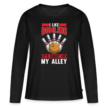Bowling Alley J’aime le bowling c’est vrai neuf quilles - T-shirt manches longues Premium bio Femme - noir - Devant - Julia (174cm)
