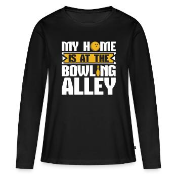 Bowling Alley Ma maison est à la ligue de bowling - T-shirt manches longues Premium bio Femme - noir - Devant - Julia (174cm)