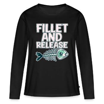 Filet et libération 2 - T-shirt manches longues Premium bio Femme - noir - Devant - Julia (174cm)