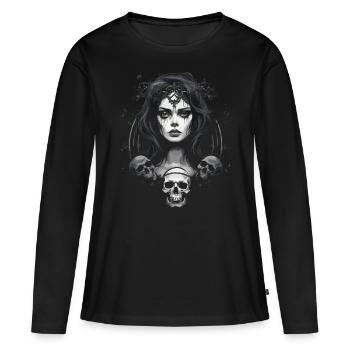 Esthétique gothique gothique - T-shirt manches longues Premium bio Femme - noir - Devant - Julia (174cm)