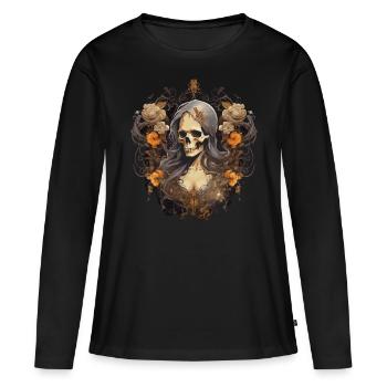 Esthétique gothique gothique - T-shirt manches longues Premium bio Femme - noir - Devant - Julia (174cm)