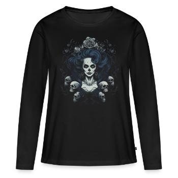Esthétique gothique gothique - T-shirt manches longues Premium bio Femme - noir - Devant - Julia (174cm)