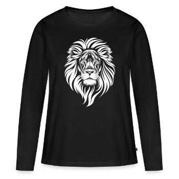La Majesté : Le Lion Blanc - T-shirt manches longues Premium bio Femme - noir - Devant - Julia (174cm)
