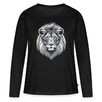 Mystical elegance: a Siberian lion in white - Women's Premium Organic Long Sleeve Shirt - black - Front - Julia (174cm)