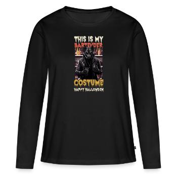 Halloween Barkeeper Das ist mein Barkeeper Kostüm - Frauen Premium Bio Langarmshirt - Schwarz - Vorne - Julia (174cm)