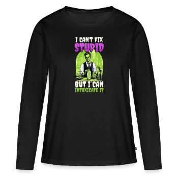Halloween-Barkeeper, den ich berauschen kann - Frauen Premium Bio Langarmshirt - Schwarz - Vorne - Julia (174cm)