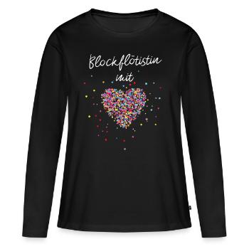 Blockflötistin mit Herz Blockflöte Musiklehrerin - Frauen Premium Bio Langarmshirt - Schwarz - Vorne - Julia (174cm)