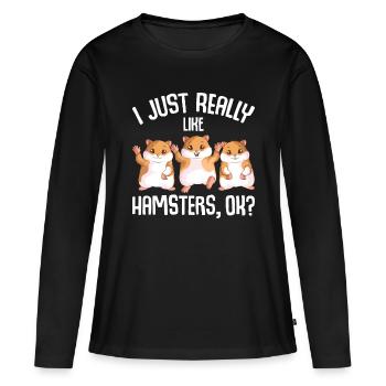 J’aime vraiment les hamsters Hammy Girls Femmes - T-shirt manches longues Premium bio Femme - noir - Devant - Julia (174cm)