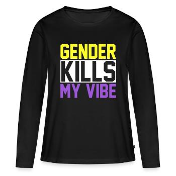 LGBT Pride Month Nonbinary Nongender Genderfluid - Women's Premium Organic Long Sleeve Shirt - black - Front - Julia (174cm)