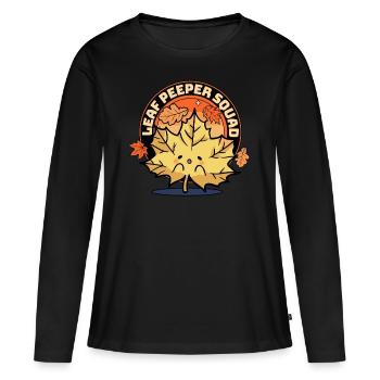 Leaf Peeper Squad Herbst Laub Leaf Peeping Herbst - Frauen Premium Bio Langarmshirt - Schwarz - Vorne - Julia (174cm)