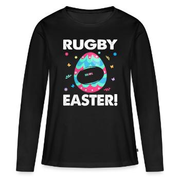 Fun Colors Egg Rugby Player Rugby Lover Easter Day - T-shirt manches longues Premium bio Femme - noir - Devant - Julia (174cm)