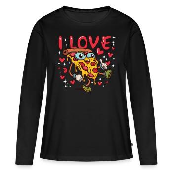 Pizza Passion - Montrez votre amour pour la pizza! - T-shirt manches longues Premium bio Femme - noir - Devant - Julia (174cm)