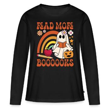 Lire plus de livres - T-shirt manches longues Premium bio Femme - noir - Devant - Julia (174cm)