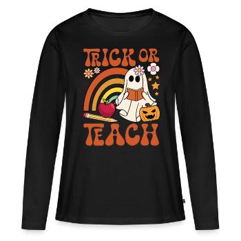 Trick ou Teach - T-shirt manches longues Premium bio Femme - noir - Devant - Julia (174cm)