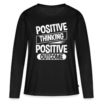 Pensée positive Résultat positif 4 - T-shirt manches longues Premium bio Femme - noir - Devant - Julia (174cm)