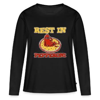 Reste dans Pepperoni 2 - T-shirt manches longues Premium bio Femme - noir - Devant - Julia (174cm)