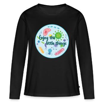 Viel Spaß mit den kleinen Dingen - Lustige Mikrobiologie - Frauen Premium Bio Langarmshirt - Schwarz - Vorne - Julia (174cm)