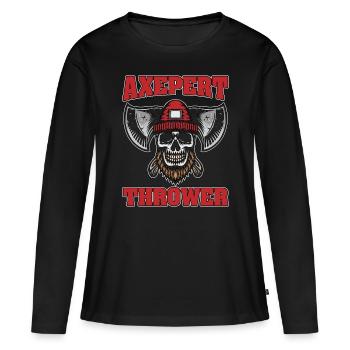 Target Sports Axepert Thrower Shooting Sports - Frauen Premium Bio Langarmshirt - Schwarz - Vorne - Julia (174cm)
