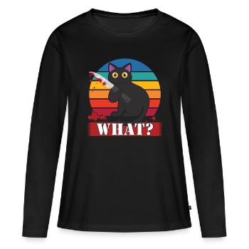 Quoi? - T-shirt manches longues Premium bio Femme - noir - Devant - Julia (174cm)