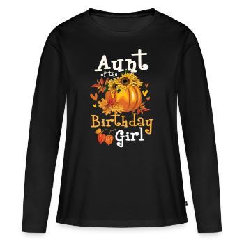 Tante de la fille d’anniversaire - T-shirt manches longues Premium bio Femme - noir - Devant - Julia (174cm)