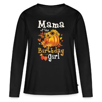 Maman de la fille d’anniversaire - T-shirt manches longues Premium bio Femme - noir - Devant - Julia (174cm)