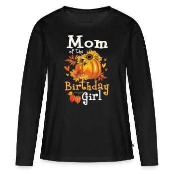 Maman de la fille d’anniversaire - T-shirt manches longues Premium bio Femme - noir - Devant - Julia (174cm)