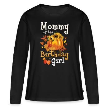 Maman de la fille d’anniversaire - T-shirt manches longues Premium bio Femme - noir - Devant - Julia (174cm)